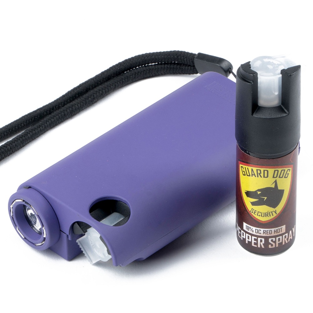 Guard Dog All-In-One Stun Gun Flashlight Pepper Spray -Prpl