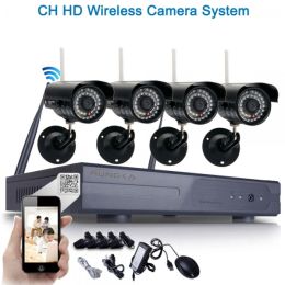 4pcs 8CH HD Wireless WIFI IP Camera System CCTV NVR Security Video