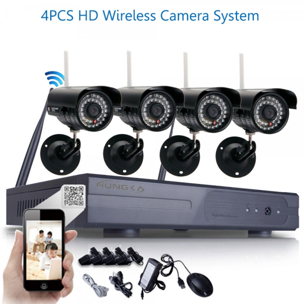 Wireless 8CH 4 Pcs 720P WIFI IR-CUT IP Camera Waterproof CCTV Security System