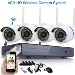 8CH 720P TVL 60Â°View Angle WiFi DVR with 4pcs 36 LED Waterproof IP Cameras US Plug