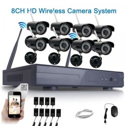 8 Channel 720P TVL 36-LED 60-Degree View Angle WiFi Waterproof DVR Set US Plug