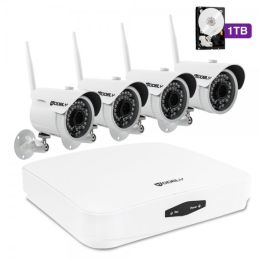 Hodely 4 Channel 1080P TVL 36-LED 60-Degree View Angle WiFi Waterproof DVR Set with 1TB Drive US Plug White