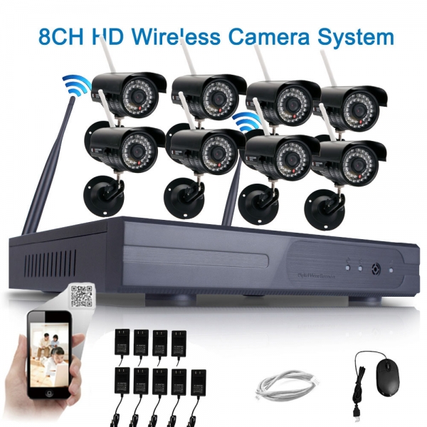 Hodely 4-Channel 1080N H Indoor/Outdoor DVR Kit with 4pcs 720P 1/4 Color CMOS Ca 