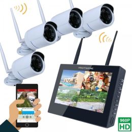 MOUNTAINONE 10" TFT 4CH 960P HD Wireless DVR Video Security System (NVR Kits) US Plug Black