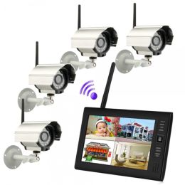 Wireless 2.4G 4CH DVR Security System with 1-Monitor 4-Cameras