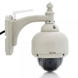 Wireless Sricam CMOS 1.0MP IP Camera with 4mm Lens and Pan-tilt P2P US Standard Plug White